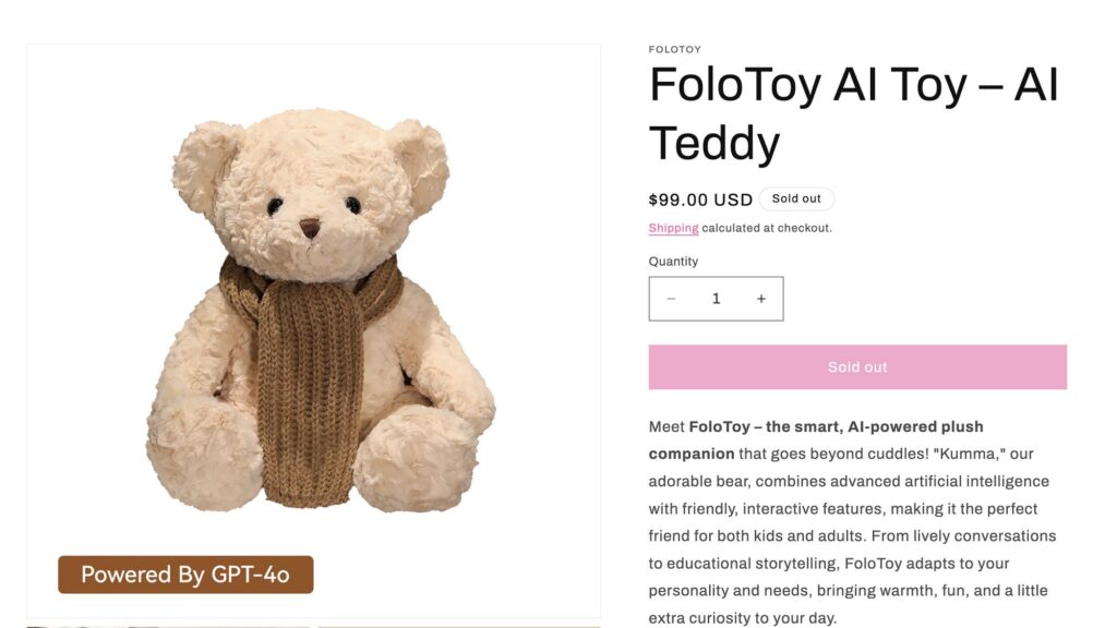 Toy company halts sales of AI teddy bear after inappropriate conversations