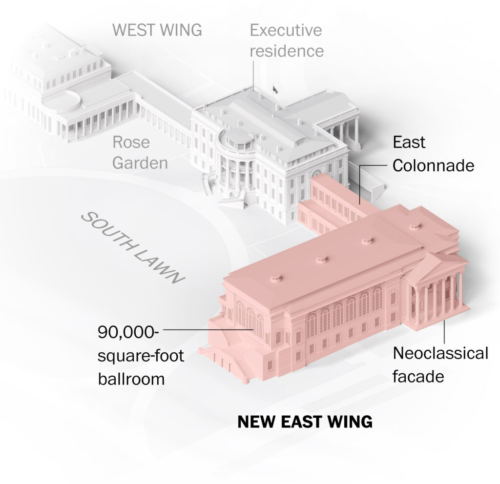 Plans for White House ballroom expansion include new visitor center and colonnade